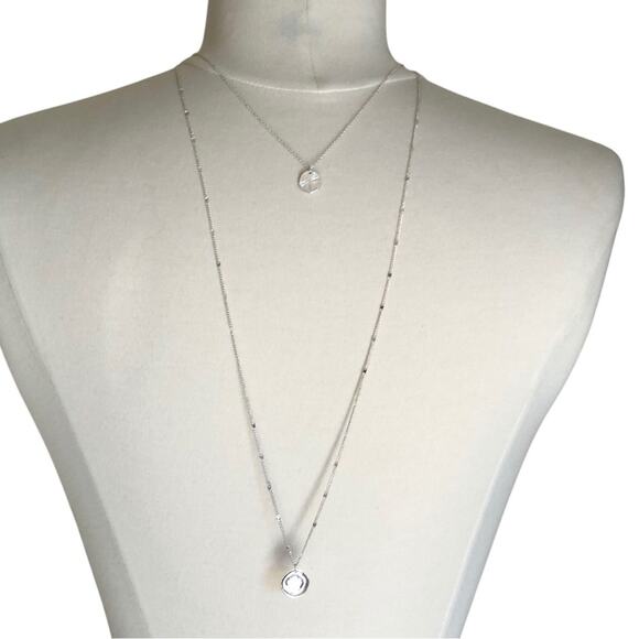 LC Lauren Conrad NIP Silver Tone Double Strand Sand Dollar Pendants Necklace - Picture 1 of 11